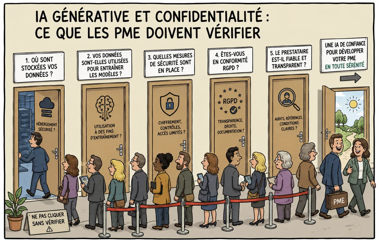 IA générative et confidentialité : ce que les PME doivent vérifier avant de connecter leurs données